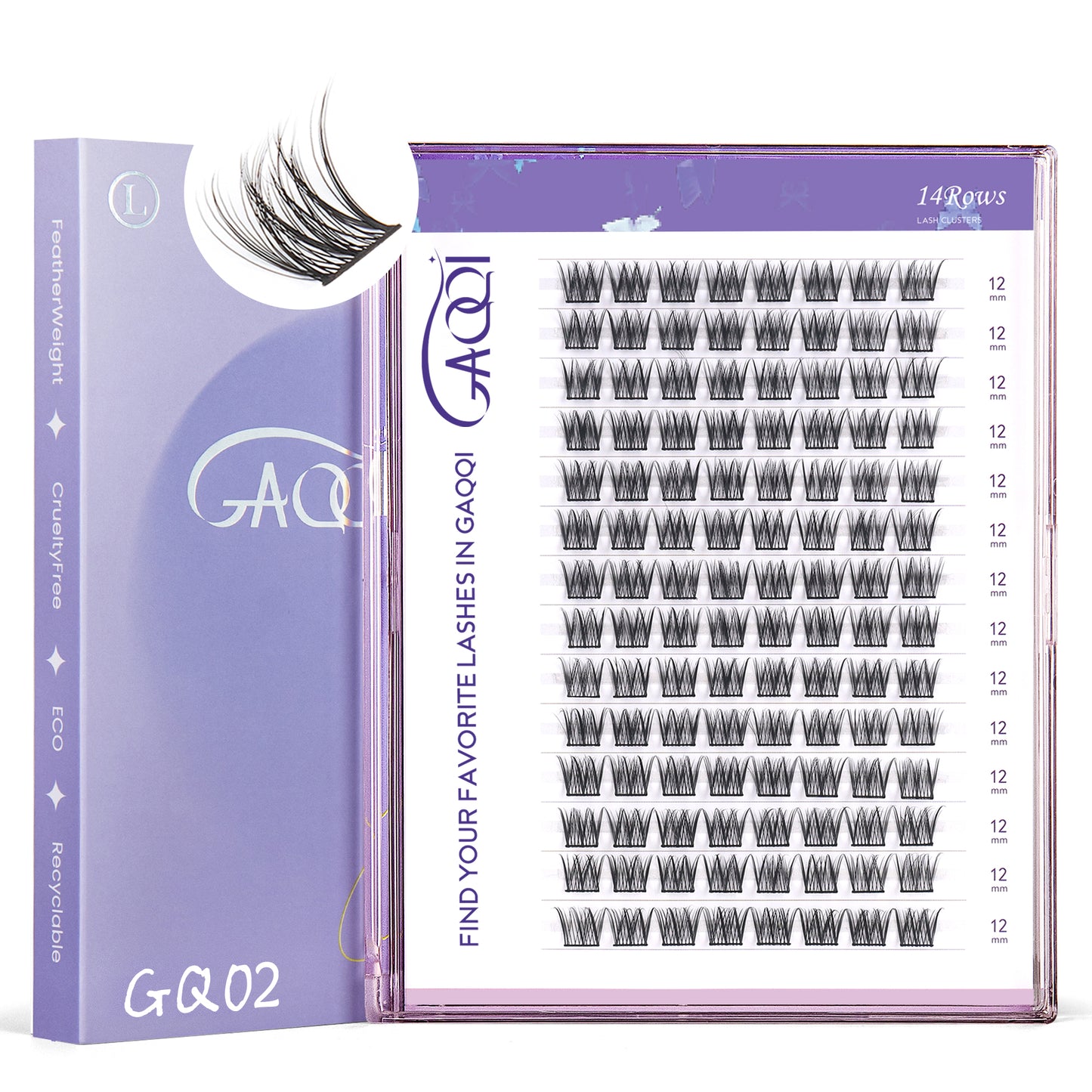 GAQQI Lash Clusters 112pcs (GQ02, C Curl, 12mm)