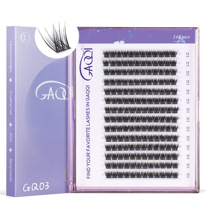 GAQQI Lash Clusters 168pcs (GQ03, C Curl, 12mm)