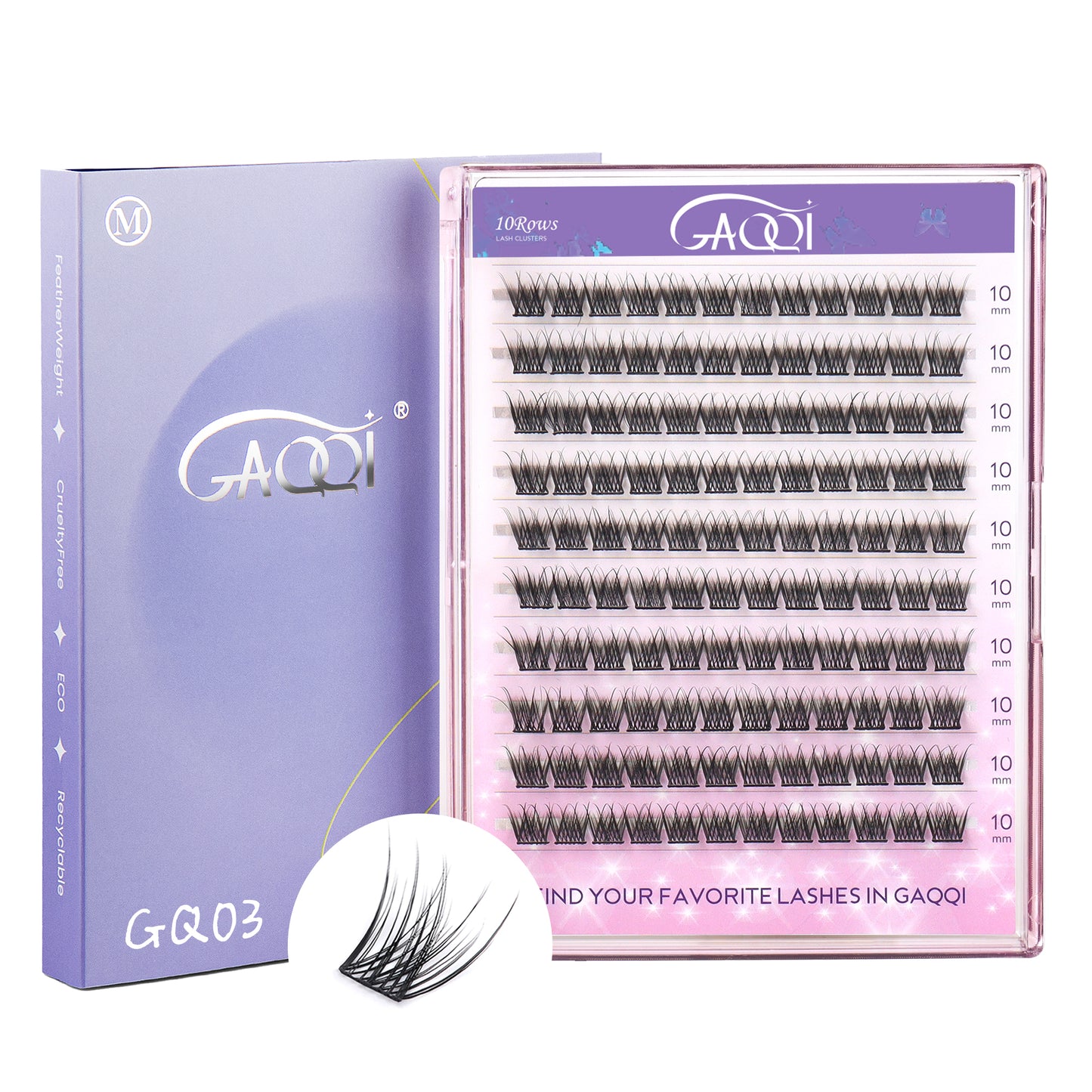 GAQQI Lash Clusters 120PCS (GQ03, D Curl, 10mm)