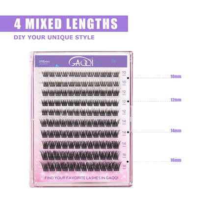 GAQQI Lash Clusters 120PCS (GQ03, D Curl, 10-16mm)