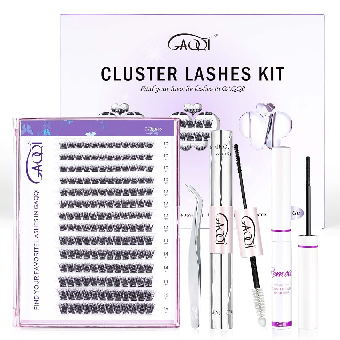 GAQQI Lash Clusters Kit with Lash Glue, Remover,Applicator (GQ03,KIT)