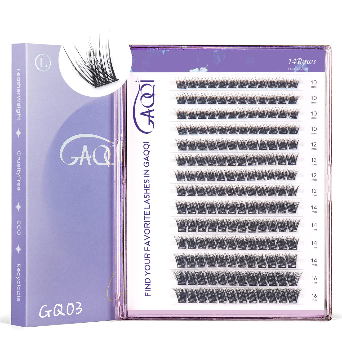 GAQQI Lash Clusters 168pcs (GQ03, C Curl, 10-16mm)