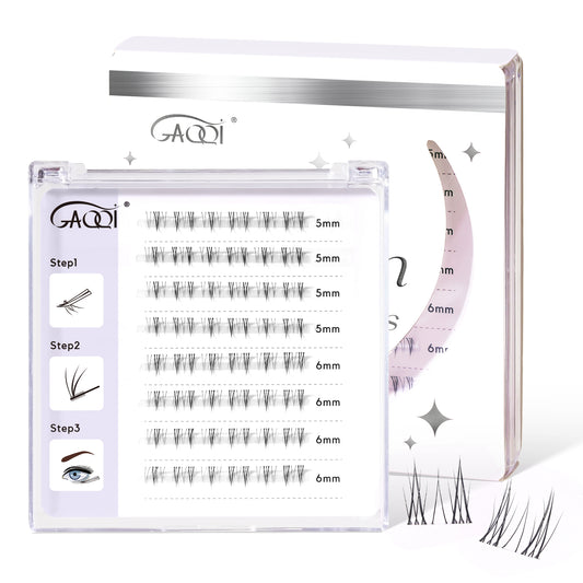 GAQQI Bottom Lash Clusters Natural Bottom Lashes Clear Band 5mm+6mm 40pcs (B11)