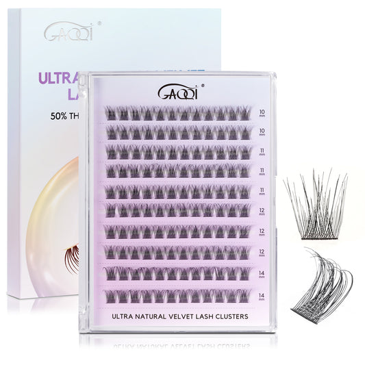 GAQQI Natural Lash Clusters 10-14mm Wispy Velvet Cluster Lashes 120pcs( Air)