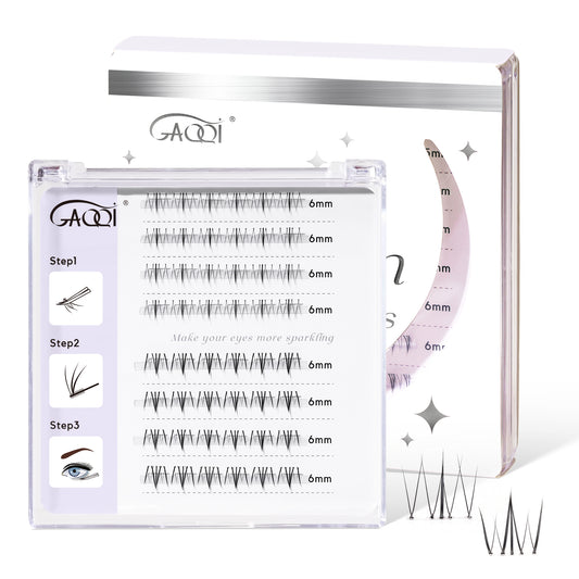 GAQQI Bottom Lash Clusters Natural Bottom Lashes Clear Band Mixed Natural or Thick 6mm 48pcs(B36+B38)