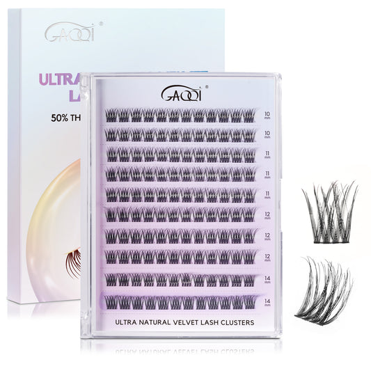 GAQQI Natural Lash Clusters 10-14mm Wispy Velvet Cluster Lashes 120pcs( Crown)