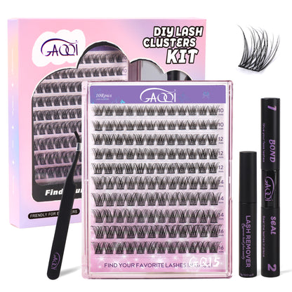 GAQQI Lash Clusters Kit 10-16MM with Lash Bond and Seal,Lash Remover and Lash Applicator (GQ15-KIT)