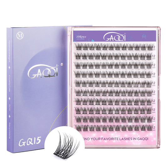 GAQQI Lash Clusters 120PCS（GQ15, D Curl, 12mm)