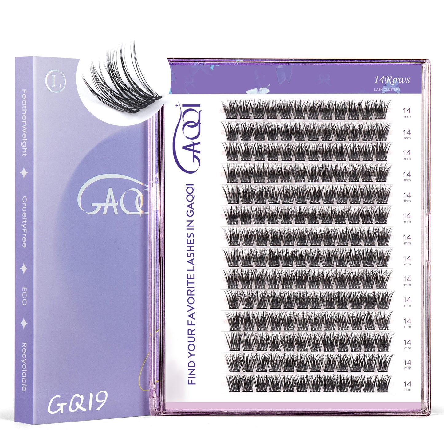 GAQQI Lash Clusters 168pcs (GQ19, C Curl, 14mm)