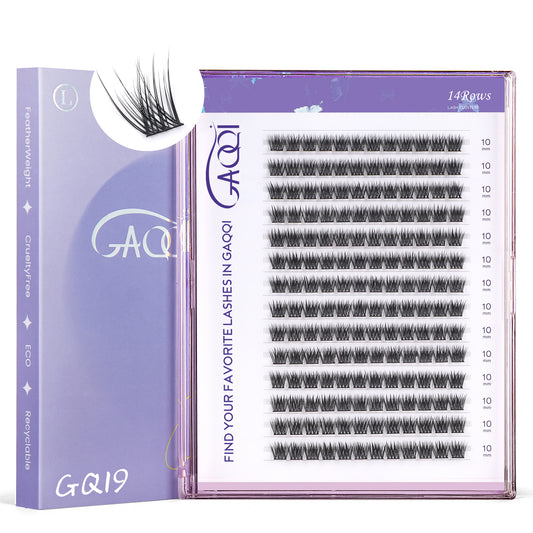 GAQQI Lash Clusters 168pcs (GQ19, D Curl, 10mm)