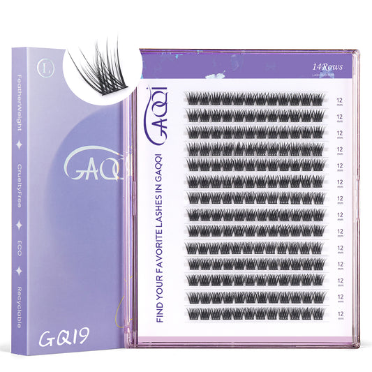 GAQQI Lash Clusters 168pcs (GQ19, D Curl, 12mm)