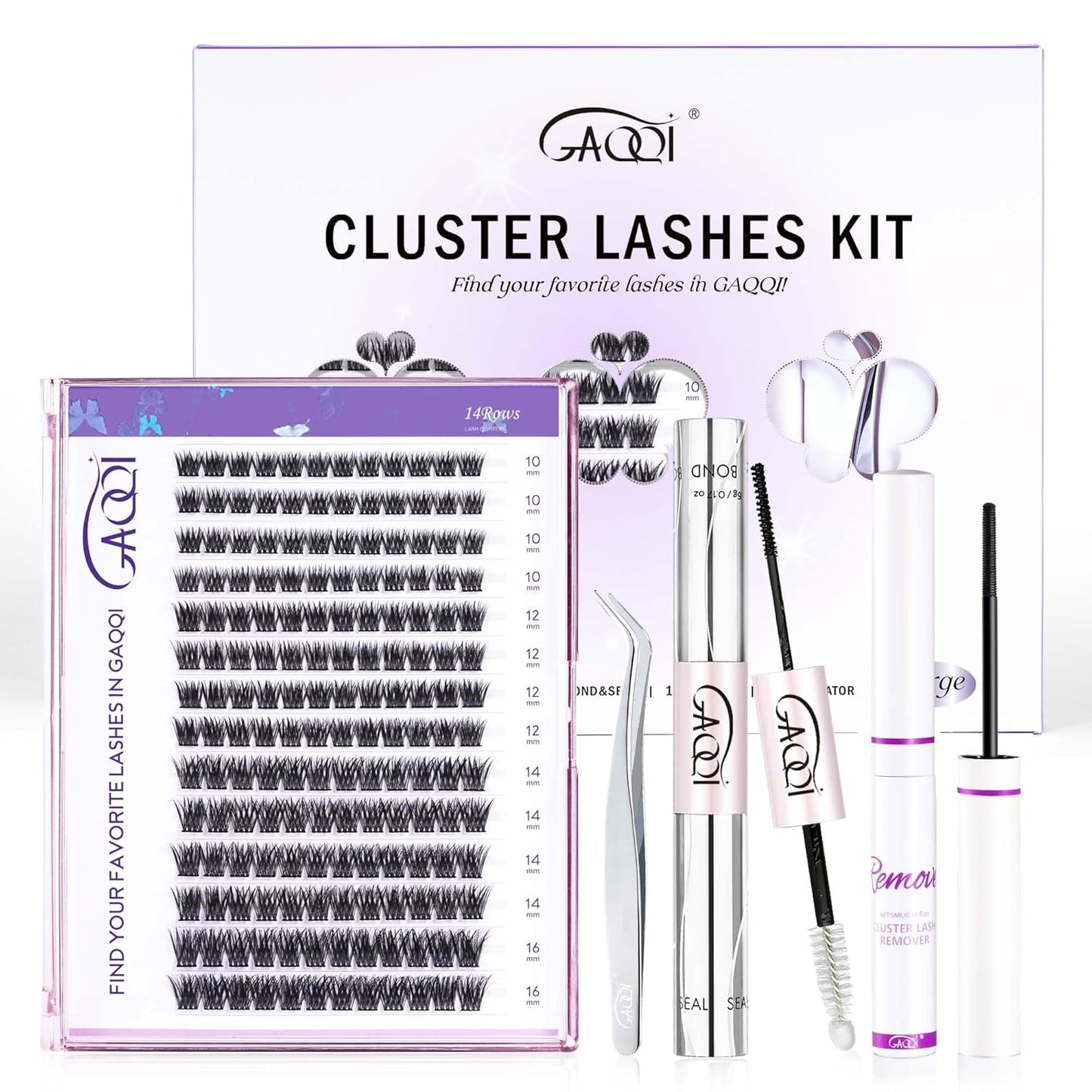 GAQQI Lash Clusters Kit with Lash Glue, Remover,Applicator (GQ19,KIT)