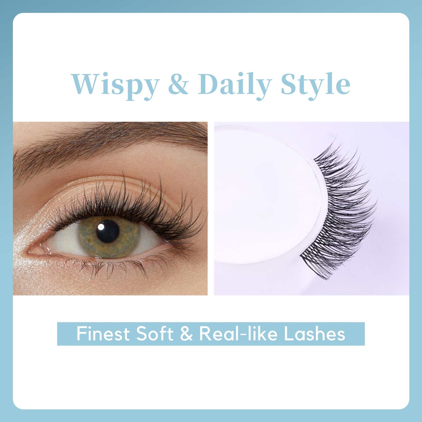 GAQQI Lash Clusters Wispy & Natural Eyelash Clusters Clear Band(FEATHER)