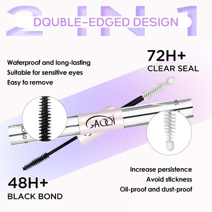 GAQQI Lash Bond and Seal and Remover,Waterproof Lash Clusters Glue Easy to Use 3 in 1 Strong Hold