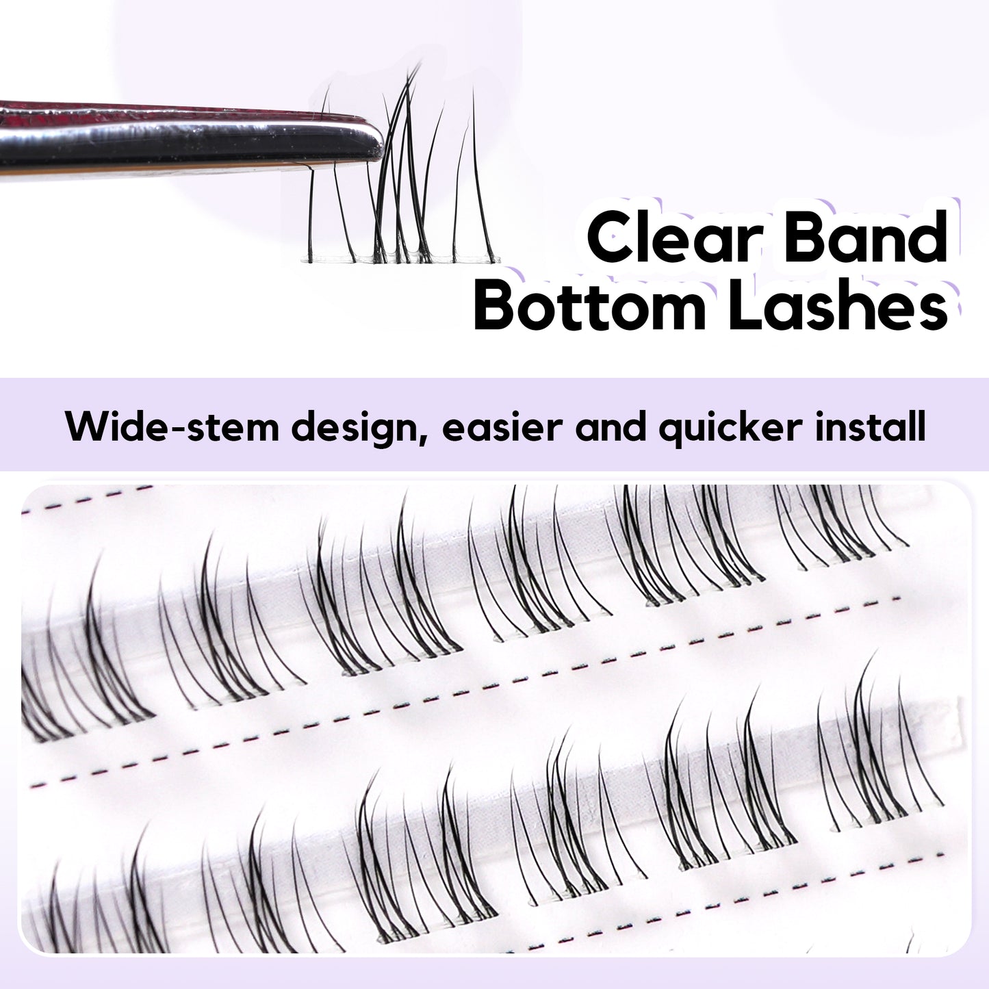 GAQQI Bottom Lash Clusters Natural Bottom Lashes Clear Band 5mm+6mm 40pcs (B11)