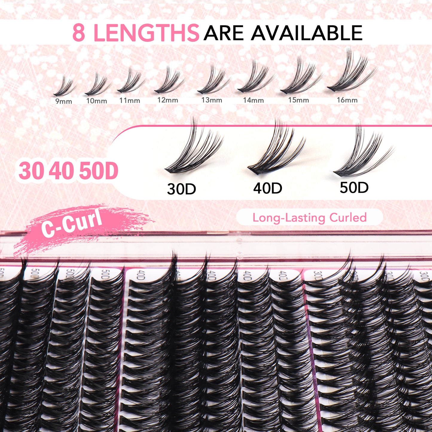 GAQQI Lash Clusters 300Pcs Mixed 9-16mm (304050D-CMIX)