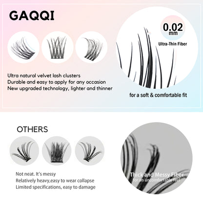 GAQQI Natural Lash Clusters 10-14mm Wispy Velvet Cluster Lashes 120pcs( Air)