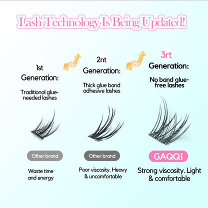 GAQQI No Band Self Adhesive Eyelashes Clusters 10-16mm (Classic）