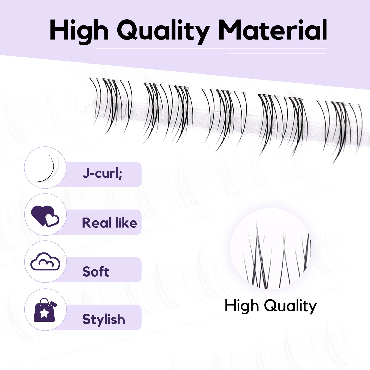 GAQQI Bottom Lash Clusters Natural Bottom Lashes Clear Band 5mm+6mm 40pcs (B11)