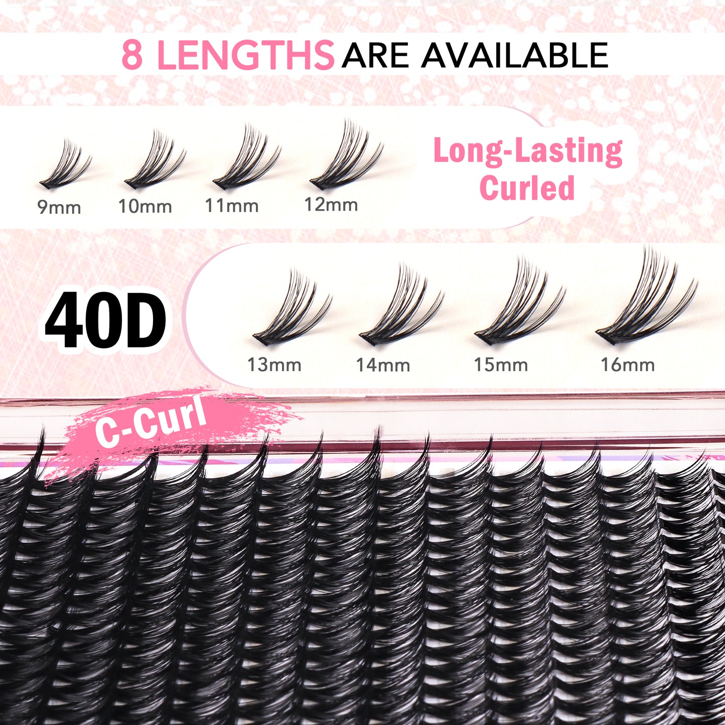 GAQQI Lash Clusters 320Pcs Mixed 9-16mm (40D-CMIX)