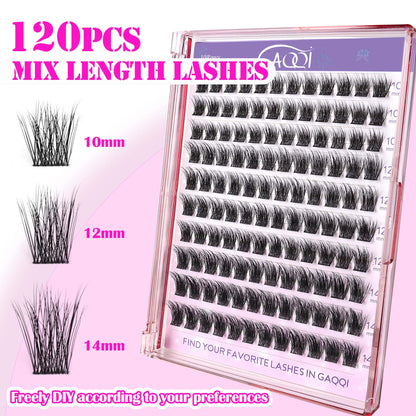 GAQQI Lash Clusters 120PCS 10-14mm Fluffy Individual Lashes (3D-GQ01)