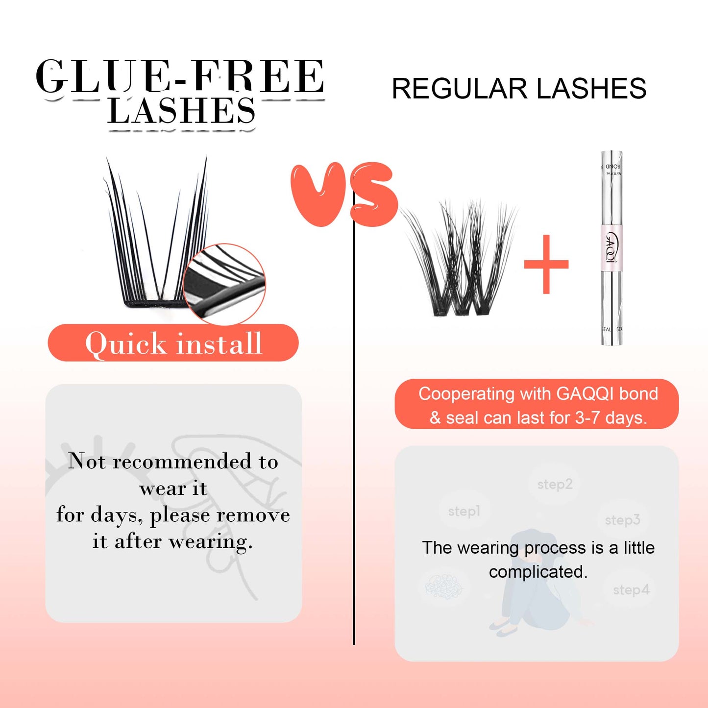 GAQQI Self Adhesive Eyelashes Lash Clusters 10-13mm(PG04)