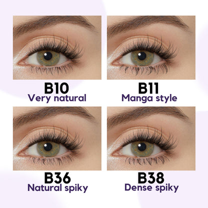 GAQQI Bottom Lash Clusters Natural Bottom Lashes Clear Band Mixed Natural or Thick 6mm 48pcs(B36+B38)