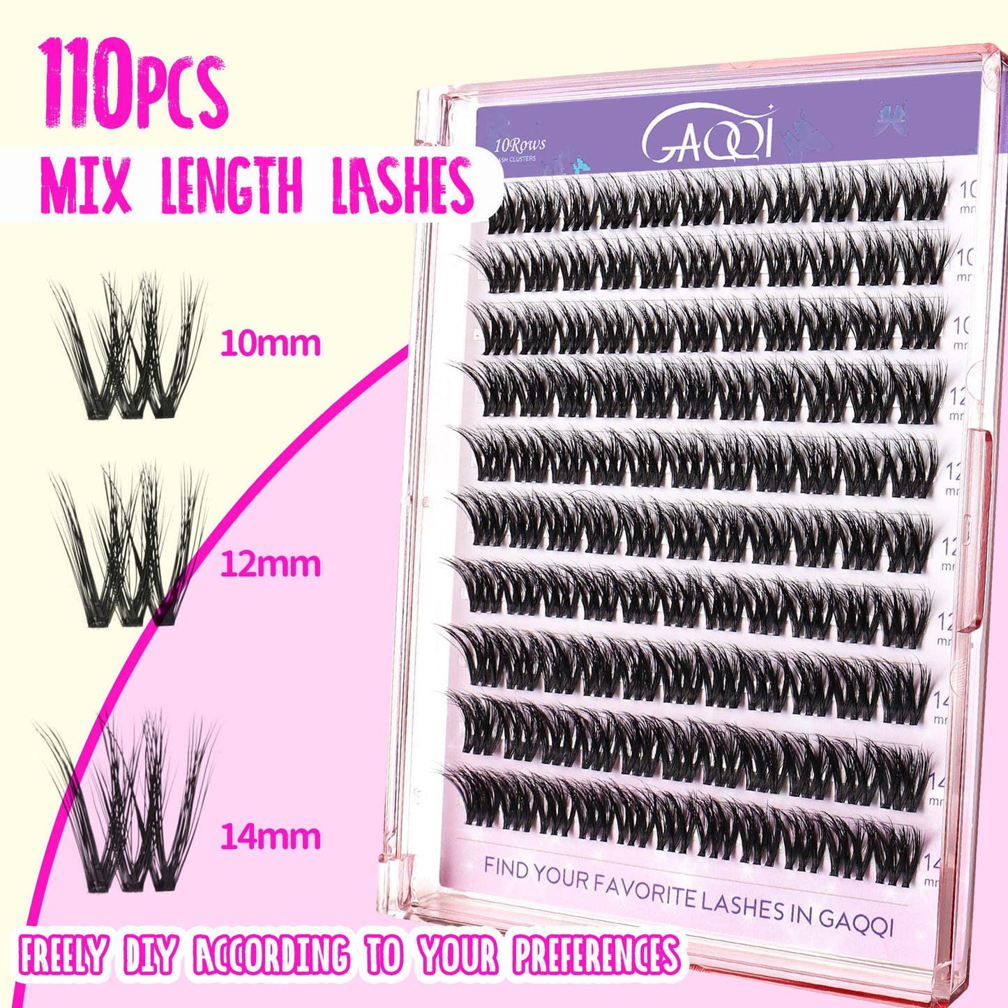 GAQQI 3D Lash Clusters Kit 110pcs 10-14mm (3D-GQ08-KIT)