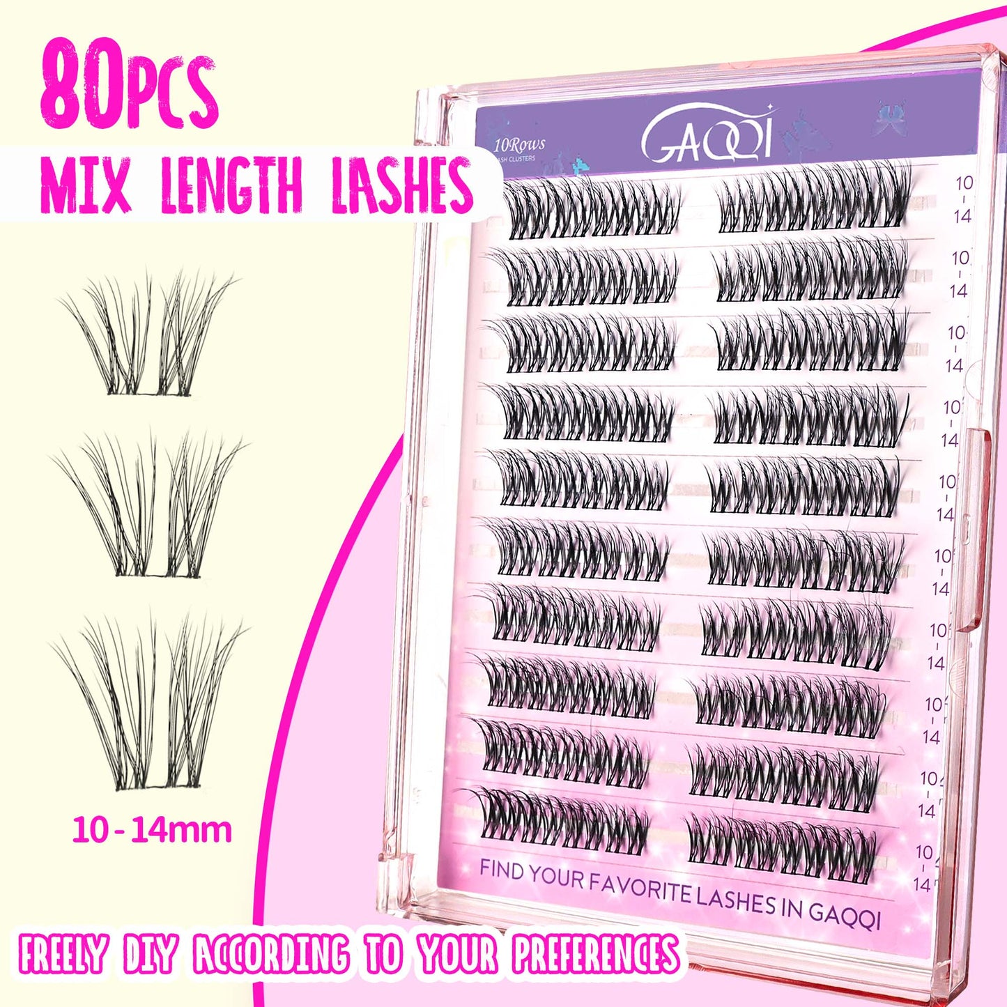 GAQQI 3D Lash Clusters Kit 80pcs 10-14mm (3D-GQ46-KIT)