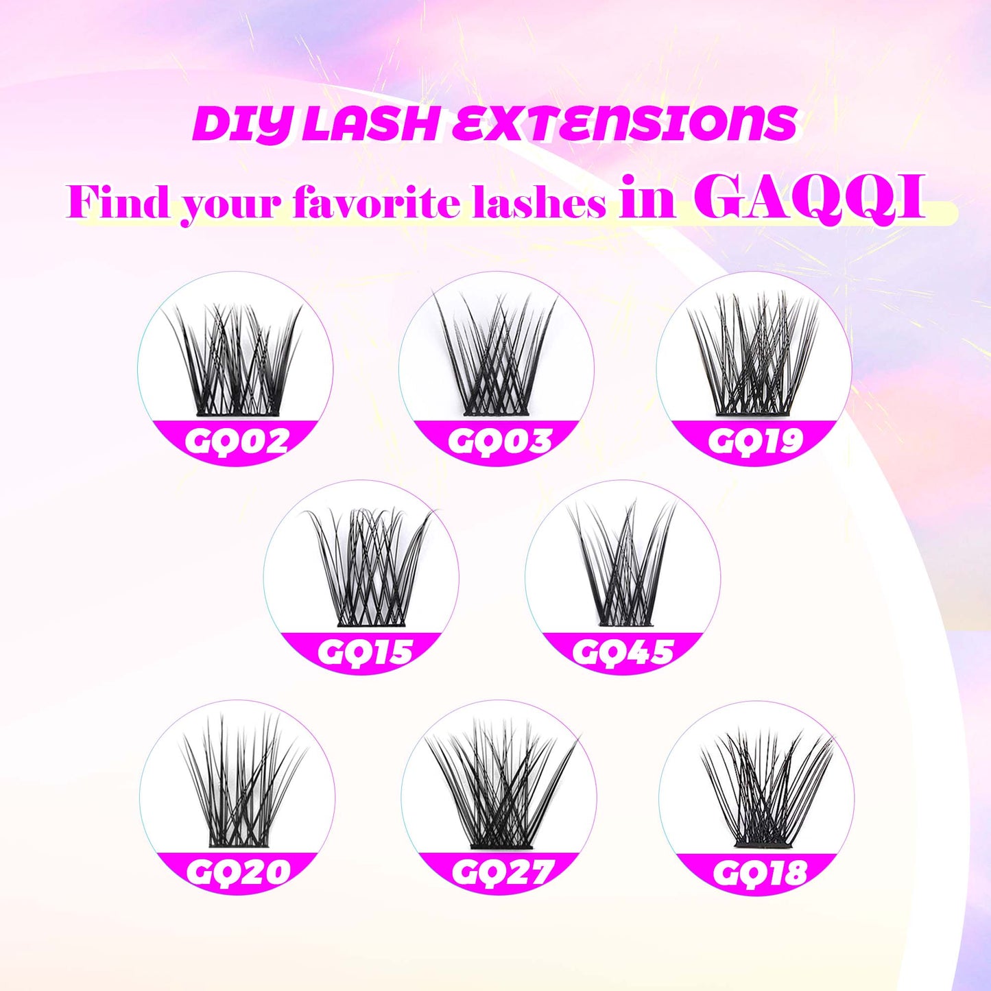 GAQQI Lash Clusters 168pcs (GQ03, C Curl, 12mm)