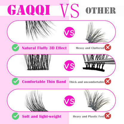 GAQQI Lash Clusters 120PCS 10-14mm Fluffy Individual Lashes (3D-GQ01)