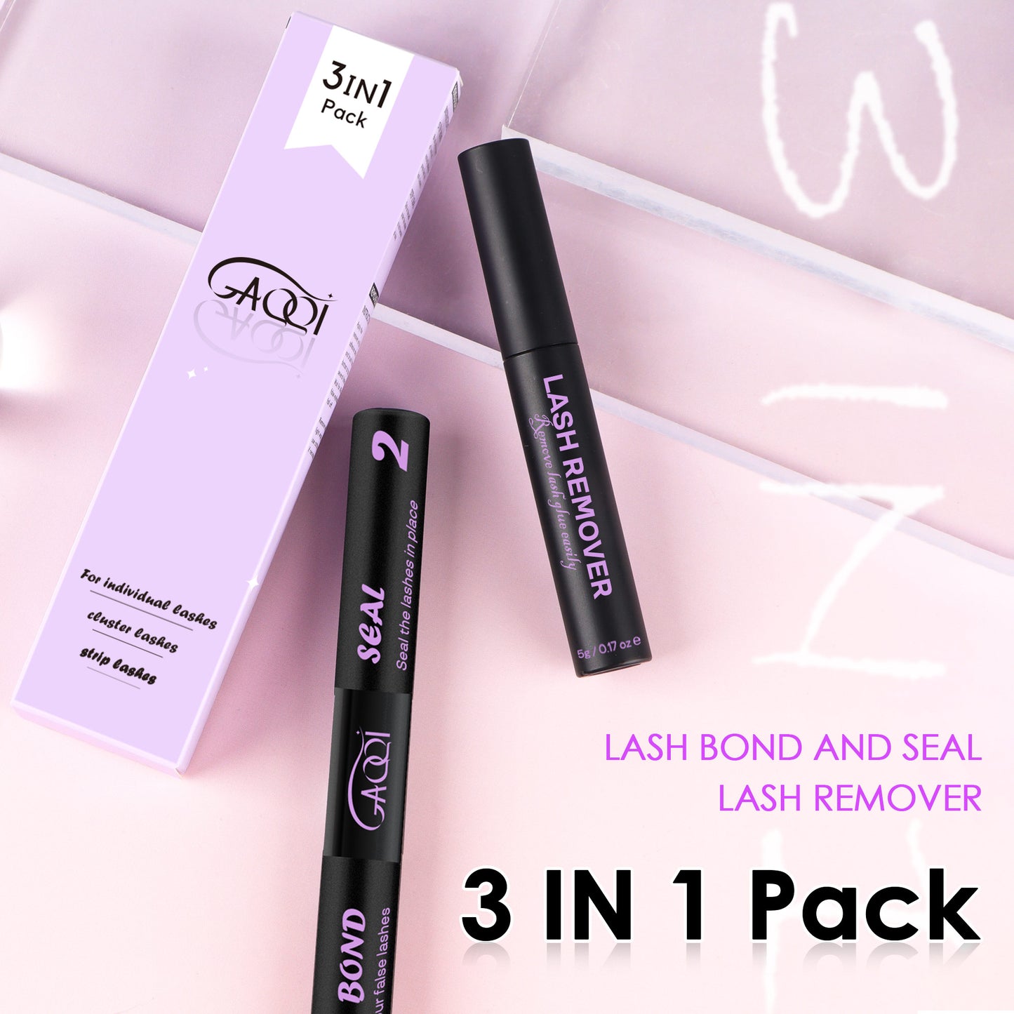 GAQQI Lash Bond and Seal and Remover,Waterproof Lash Clusters Glue Easy to Use 3 in 1 Strong Hold