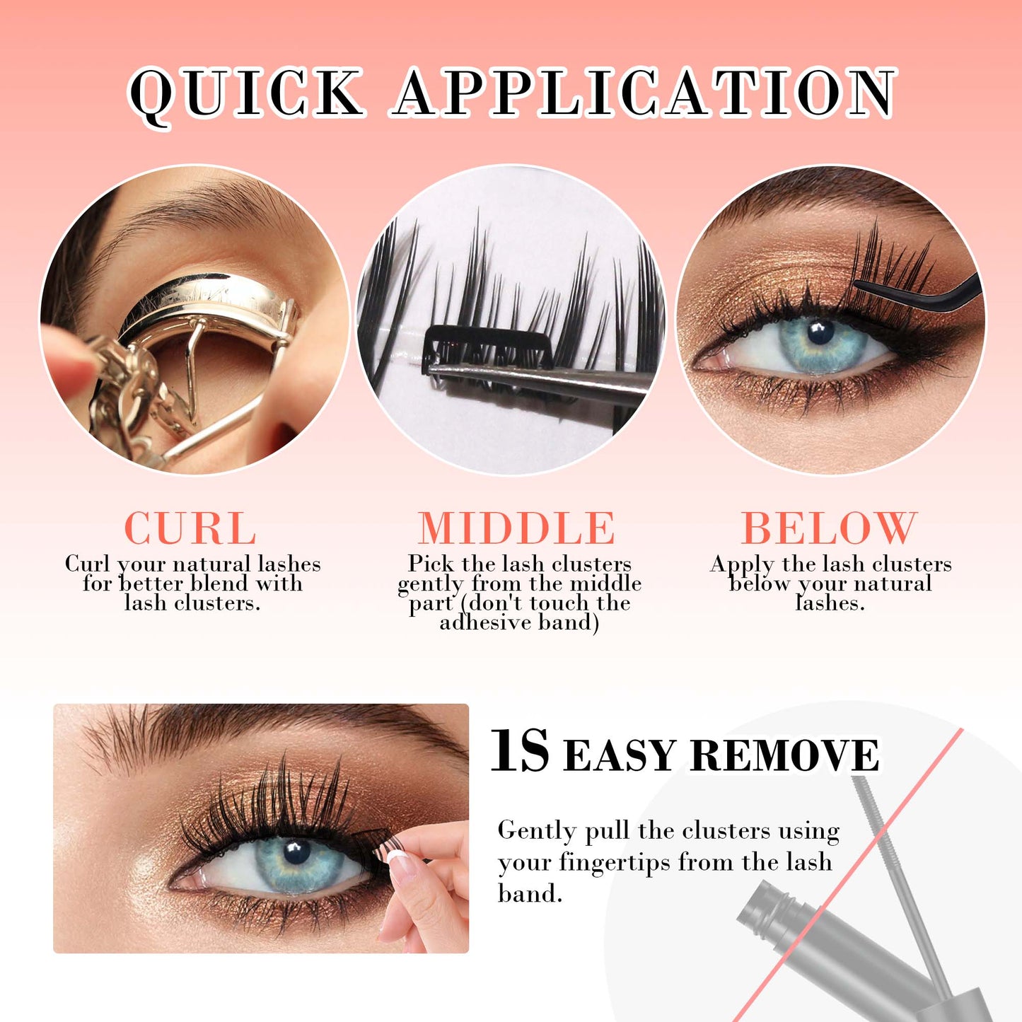 GAQQI Self Adhesive Eyelashes Lash Clusters 10-13mm(PG01)