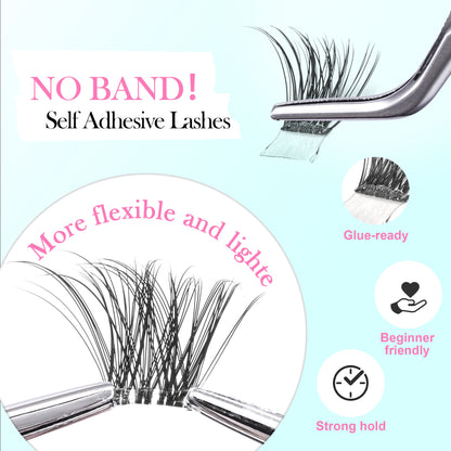 GAQQI No Band Self Adhesive Eyelashes Clusters 10-16mm (Classic）