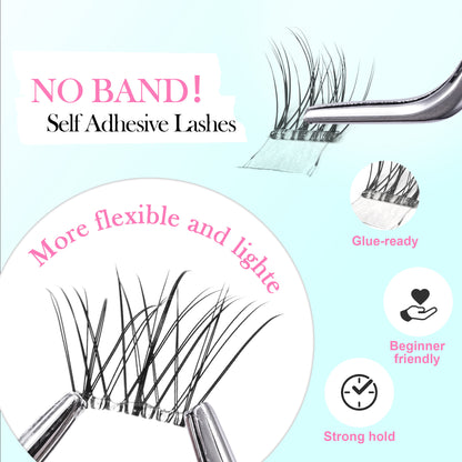 GAQQI No Band Self Adhesive Eyelashes Clusters 10-16mm (Lace)