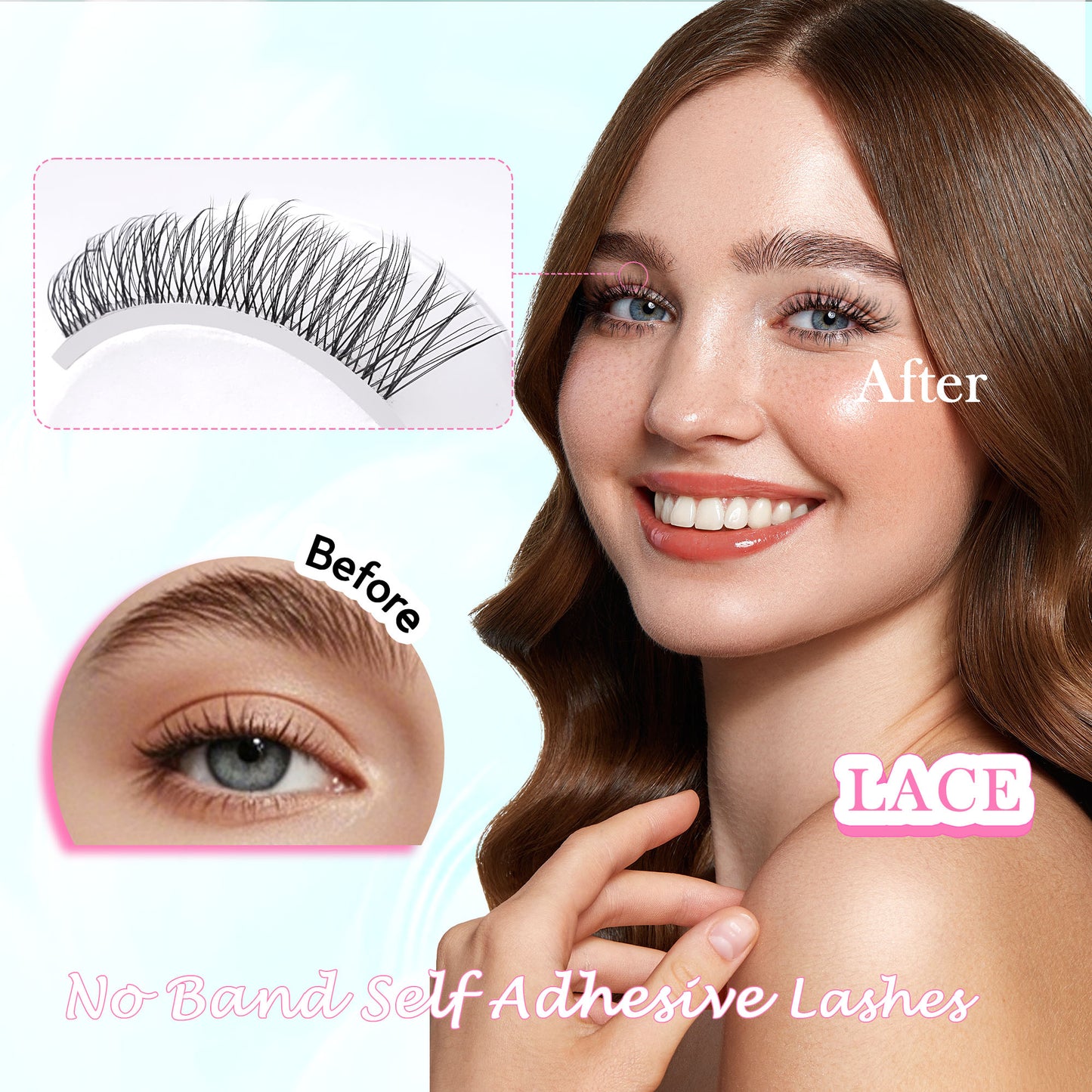 GAQQI No Band Self Adhesive Eyelashes Clusters 10-16mm (Lace)