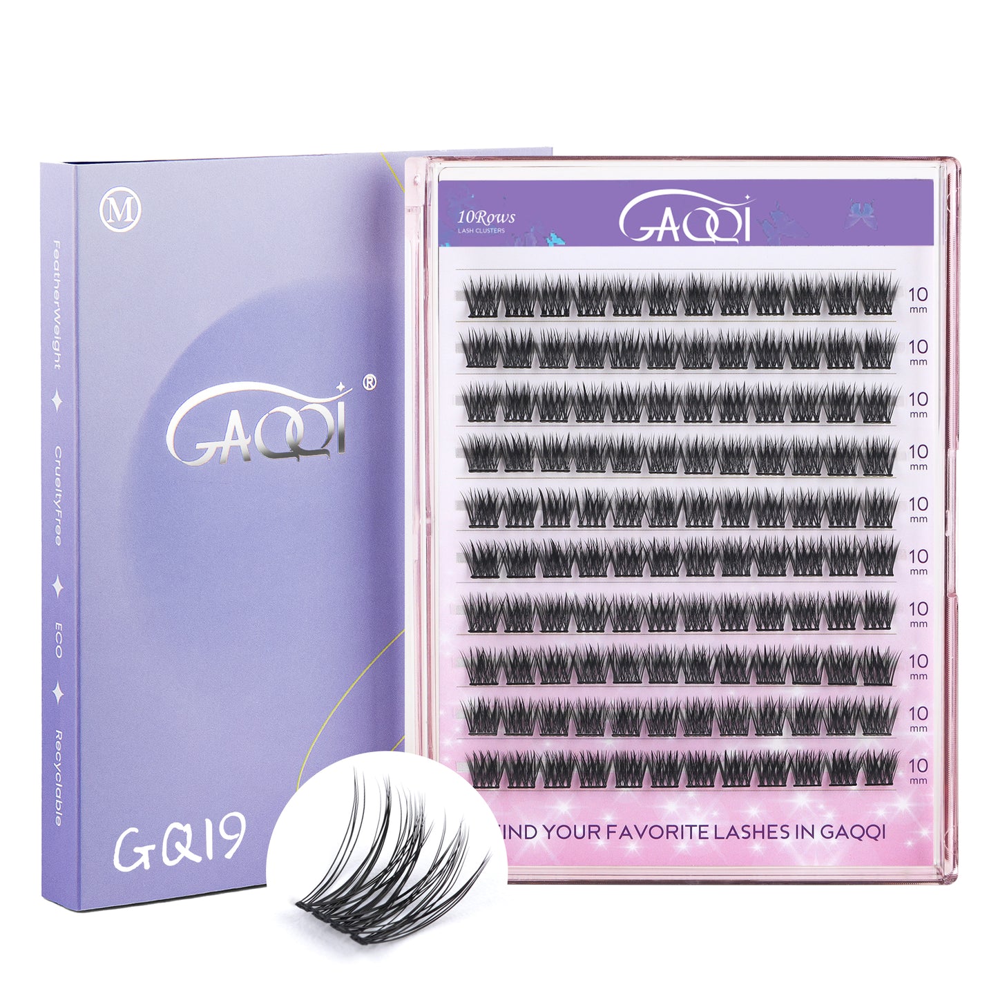 GAQQI Lash Clusters 120PCS（GQ19, D Curl, 10mm)