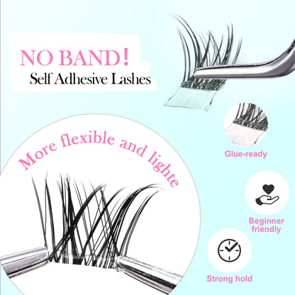 GAQQI No Band Self Adhesive Eyelashes Clusters 10-16mm (Rabbit)