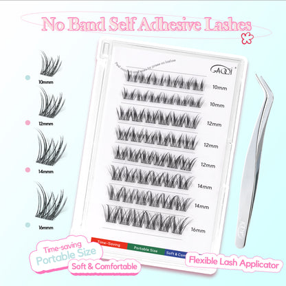 GAQQI No Band Self Adhesive Eyelashes Clusters 10-16mm (Rabbit)